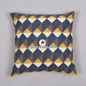 2025 Hot Selling Design Wool Handmade Crewel Embroidery Wool Chain Stitched <b>Cushion</b> <b>Cover</b> For Sofa Couch Living Room By ITHL - Product Image 3