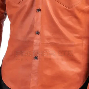 Ropa de calle, camisas de cuero para hombre, camisa de cuero de diseño personalizado, camisa de cuero para hombre de Color sólido en Moq bajo - Product Image 6