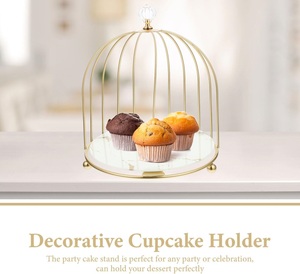 Présentoir à dessert style cage support à gâteau en métal couleur or idéal pour les fêtes d'anniversaire de mariage gâteaux à dessert fruits - Product Image 4