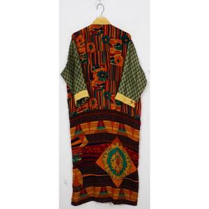 Artisanal Indian Silk Robe <b>Women</b> Patchwork V-Neck <b>Kimono</b> Style Elegant Recycled Fabric Breathable Quick Dry Drawstring Closure - Product Image 3