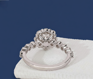 Bague de fiançailles pour femme en or blanc 14 carats plaqué rhodium, halo de diamants de laboratoire ronds, 2,05 CTW, VVS2, F, certifiée IGI, vente en gros - Product Image 4