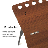 Table de camping pliante HOMFUL à 2 niveaux de hauteur réglable, en aluminium imitation bois, pour le glamping
