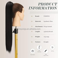 Extensions de Queue de Cheval Enveloppantes Longues et Lisses en Fibre Haute Température de 28 Pouces pour Femme - Vente en Gros