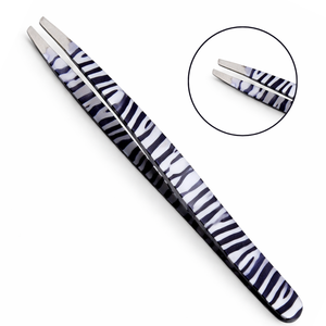 Pinzas de Depilar de Acero Inoxidable con Estampado de Cebra de Primera Calidad, Punta Inclinada, Herramienta de Belleza para Depilación de Precisión - Product Image 2