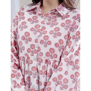 <b>Pink</b> Breathable Cotton Camisole Butta Block Printed Women's Daily <b>Top</b> One Size Fits All XS Option Available - Product Image 3