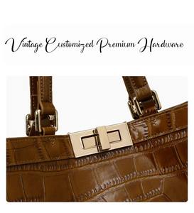 Bolso de Hombro de Cuero Genuino con Textura de Cocodrilo Vintage, de Alta Calidad, Elegante, para Mujer, con Cierre de Cremallera Abierta - Product Image 6