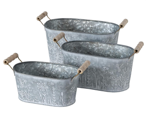 Macetas de pared de metal de zinc medio redondas de estilo americano Maceta de piso de último estilo a bajo precio Macetas de macetas de metal galvanizado - Product Image 3