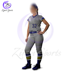 Avec prix de gros Logo personnalisé de la plus haute qualité en gris avec produit respirant de couleur bleue Uniforme de softball unisexe - Product Image 2