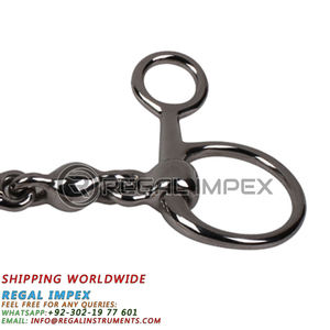 Baucher Horse Bit Multi-Link Cheeks Bent Shanks Instrument vétérinaire en acier inoxydable argenté pour grossistes Équestres - Product Image 3