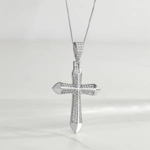 925 Sterling Silver Ice Out Sainte Croix Pendentif Icedout Hip Hop Bijoux CZ Plein Diamant Chrétien Catholique Foi Cadeau De Noël - Product Image 2