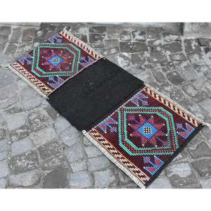 Ethnic Red 2x4,7ft Turkish <b>Rug</b> Large Area Wool <b>Seagrass</b> Latex Backing Rectangle Hallway Pattern 10mm Abstract for Room Decor - Product Image 1