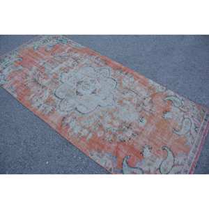 Alfombra turca Vintage de 3,6x7,7 pies, patrón de retazos verde naranja, Material de lana, látex, área grande clásica para decoración de sala de estar - Product Image 2