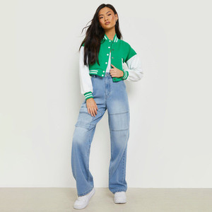 Haute qualité femmes XL Crop Varsity veste personnalisée polaire Letterman Chenille broderie respirant poche teint tricoté traité - Product Image 2