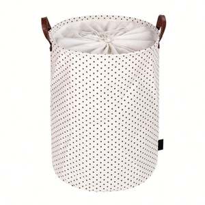 Panier à linge pliable en coton avec poignée en cuir durable, paniers de rangement pour vêtements, pour la salle de bain - Product Image 2