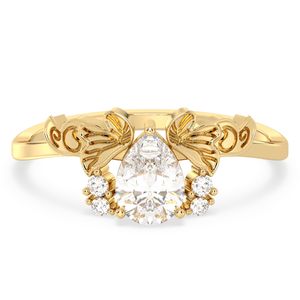 Bague de fiançailles REYES en argent sterling 925, design unique, taille poire, moissanite 0,71 ct, pour femme, cadeau de mariage, bijoux fins - Product Image 1