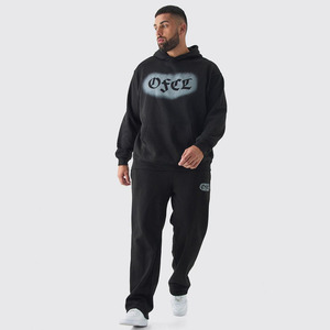 Custom Trendy Hoodie Sweatpants Jogger <b>Set</b> Tracksuit Oversized Plus OFCL <b>Spray</b> Hoodie & Relaxed Fit Jogger Sweat pants - Product Image 1