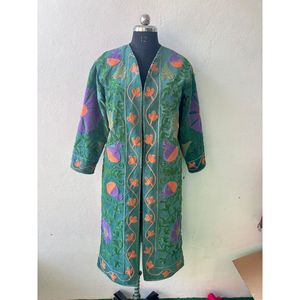 เสื้อแจ็คเก็ตกำมะหยี่ซาตินแบบกลับด้านได้ แขนยาว คอวี ปักลายดอกไม้ สไตล์วาร์ซิตี้ เสื้อคลุมตัวยาวสำหรับมืออาชีพ สวมใส่สบายๆ - Product Image 1