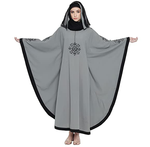 Abaya pour femme musulmane, vêtement d'hiver à manches longues avec motif de fleurs - Product Image 1