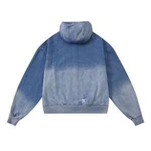 2025 personnaliser Vintage pleine fermeture éclair mélangé cagoule à capuche hommes acide lavage Denim masqué à capuche - Product Image 2