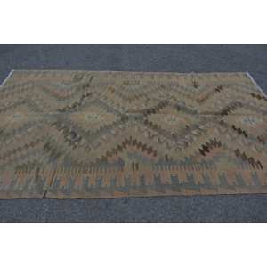 Alfombra de lana Kilim marrón Beige 5,6X9,5 pies tejido plano turco sala de estar alfombra felpa rectángulo pasillo Patchwork diseño látex - Product Image 3