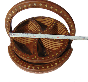 Round Shaped Collapsible <b>Wooden</b> Dry Fruit <b>Basket</b> Handcrafted 5-Partition Serving Tray for Snacks, Nuts & Sweets Foldable - Product Image 6