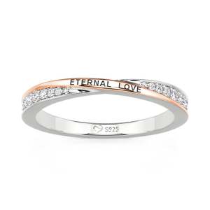 Bague de mariage bicolore torsadée et gravée Jeulia pour femme - Product Image 2