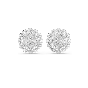 Boucles d'oreilles clous florales en diamant de laboratoire 0,126 CT, clarté VVS-VS EF, or 18 carats, 14 carats, 10 carats et argent 925, or rose, or jaune, or blanc - Product Image 1