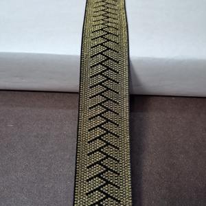 ริบบิ้นผ้าแจ็คการ์ดสีดำสีทองลูกไม้ตกแต่งขอบสีทองผ้าโพลีเอสเตอร์สีดำ - Product Image 1