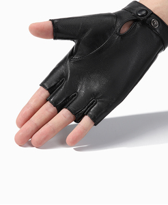 Unisex Genuine Leather Half-<b>Finger</b> Winter <b>Gloves</b> for Bicycle and Motorbike Riding Breathable Eco-Friendly Outdoor Gear - Product Image 6