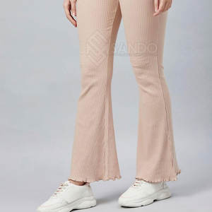 กางเกงทรงบานสำหรับผู้หญิงสวมใส่สบายในฤดูหนาวมียางยืดเอวกลางเอวยางยืดออกแบบได้ตามต้องการมีบริการ OEM - Product Image 5