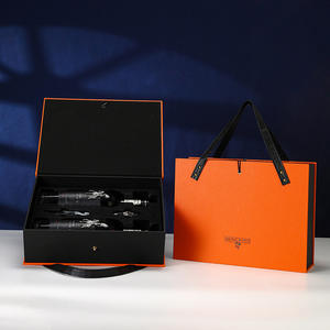 Cajas de regalo de vino de madera personalizadas, sets de vino individuales con cubierta de cuero, cajas de papel, cajas de regalo de vino elegantes, diseño de empaque con logotipo. - Product Image 2