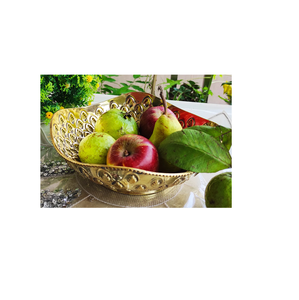 Design haut de gamme en laiton placage fer maille fil rond panier en métal Style moderne panier de fruits à la main personnalisé - Product Image 6