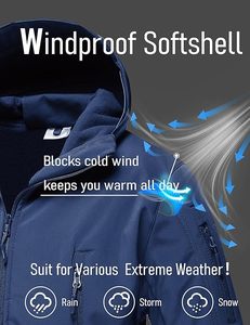 Veste d'hiver tactique doublée de polaire de performance pour hommes 7 poches Manteau souple respirant résistant à l'eau pour moto auto - Product Image 5