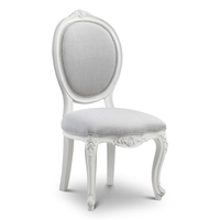 Chaise de salle à manger moderne capitonnée et durable avec revêtement en velours blanc antique et structure en bois de mahogany massif pour salle à manger