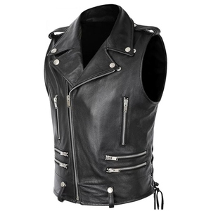 Gilet de moto en cuir de vachette véritable de haute qualité pour hommes avec maillot de course Style Club gilet à pression personnalisé nouveau Design - Product Image 5