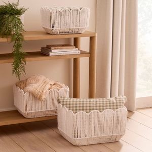 Soft macrame storage <b>basket</b> perfect for <b>small</b> space organization like desks countertops dressers or under sink - Product Image 6