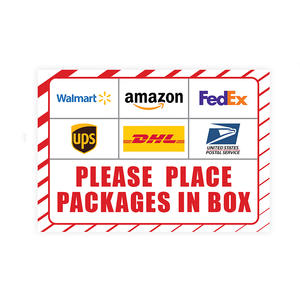 Pegatina de señal de entrega de paquete rojo de alta calidad | Señal de patio | Rectángulo | 10x7 | Resistente a la decoloración - Product Image 1