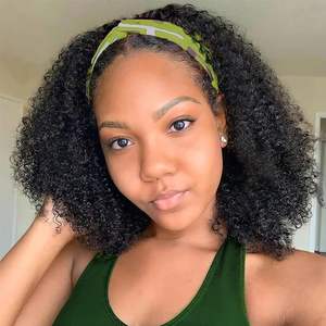 Rizado Onda Diadema Peluca Cabello humano Rizado Ninguno Encaje Diadema Máquina <span class=keywords><strong>Mad</strong></span> Pelucas Cabello virgen brasileño - Product Image 2