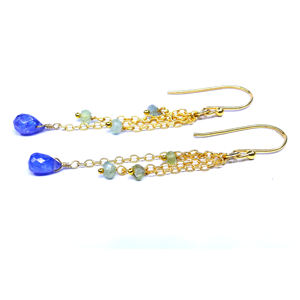 ชุดสำหรับงานแต่งงาน925เงินสเตอร์ลิงเครื่องประดับชุบทองอัญมณีหลากสีสำหรับผู้หญิงต่างหูแบบห้อย - Product Image 6