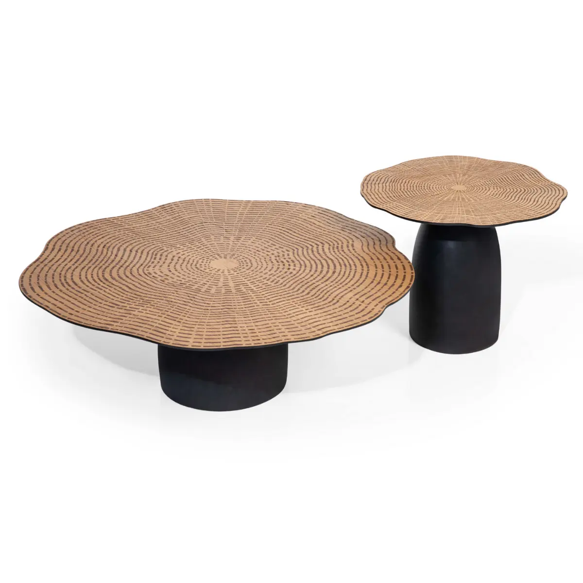 BEKALIVING Sorel Wooden Round Mushroom Coffee Tables Set of 2 For Living Room High Quality OEM Luxury Mid Century Modern Oak
