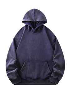 Sweat à capuche décontracté et élégant pour homme Street Life, coupe ample, effet délavé, poches kangourou, coupe-vent, personnalisable - Product Image 1