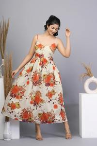 Vestido sin mangas de algodón a la moda bloque de mano estampado Floral verano Casual para viajes o Luna de Miel nueva llegada - Product Image 2