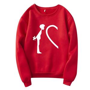 Ensemble chemise pour couple Logo personnalisé hommes 100% coton à manches longues col montant pull couleur unie sweat-shirt oversize imprimé teint uni - Product Image 2