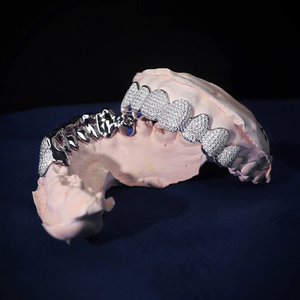 Vvs <b>Diamond</b> Vintage 925 <b>Silver</b> Custom Invisible <b>Diamond</b> Grillz Hip Hop Iced Out Princess Cut for <b>Teeth</b> - Product Image 5