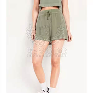 Pantalones cortos de mujer con lavado ácido y estiramiento suave Pantalones cortos de mujer de estilo veraniego de cintura alta de buena calidad - Product Image 3