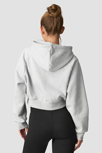 Sweat à capuche femme gris chiné imprimé le plus récent Anti-rides respirant Gym Training & Activewear Pull à capuche pour femme - Product Image 2