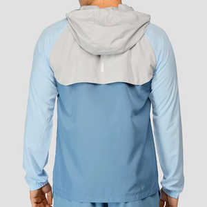 Veste coupe-vent à capuche personnalisée de haute qualité pour hommes en toile mince fermeture éclair complète imperméable en polyester/nylon - Product Image 6