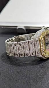 VVS Moissanite GRA ติดเพชรสีรุ้งนาฬิกาข้อมืออัตโนมัติเต็มรูปแบบสำหรับผู้ชายตัวเรือนสแตนเลสขนาด41มม. หน้าปัดกระจกสีขาว - Product Image 4