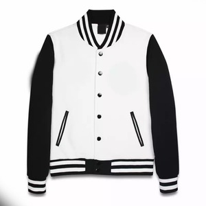 Chaqueta de cuero de béisbol personalizada Varsity Slim Fit PU Ecológico a prueba de viento Stand Collar Front Logo Unisex - Product Image 4