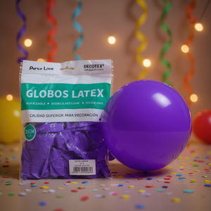 Globos de Látex Party Love de 25 cm, Color Morado R10, para Decoración - Product Image 3